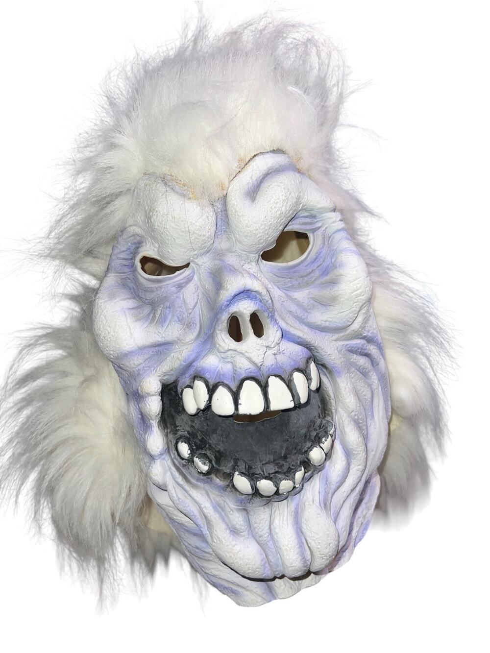 Vintage Yeti Mask Abominable Snowman White Fur Latex Halloween Monster Creepy